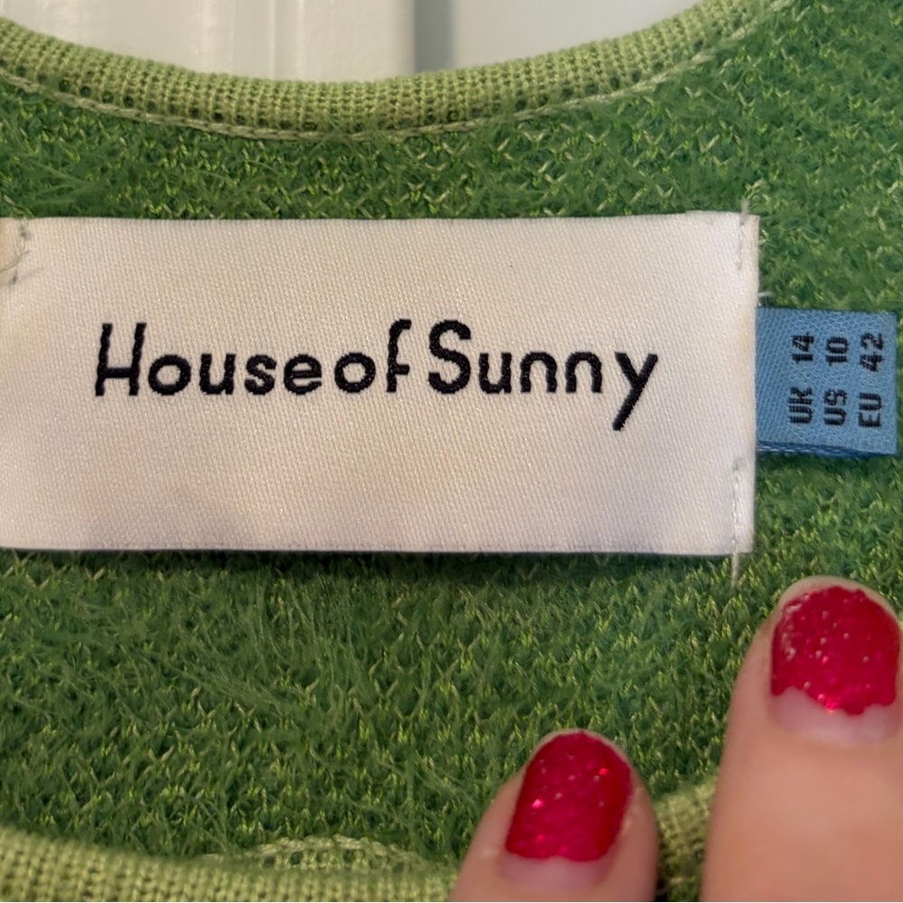 House of Sunny Hockney Green Abstract Knit Midi Dress - Picture 5 of 6